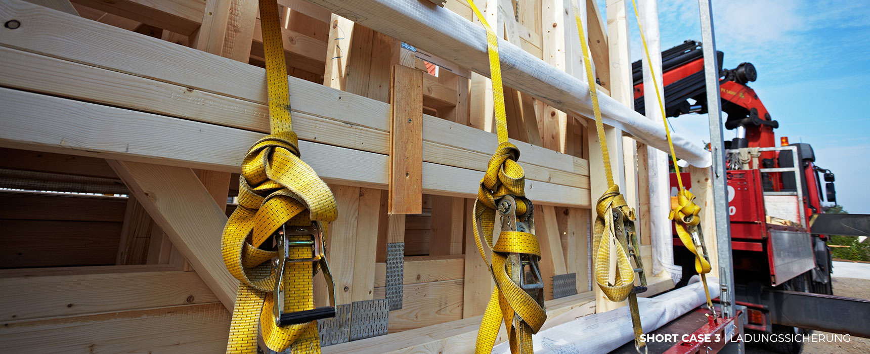 Detailaufnahme der Ladungssicherung bei einem Lkw