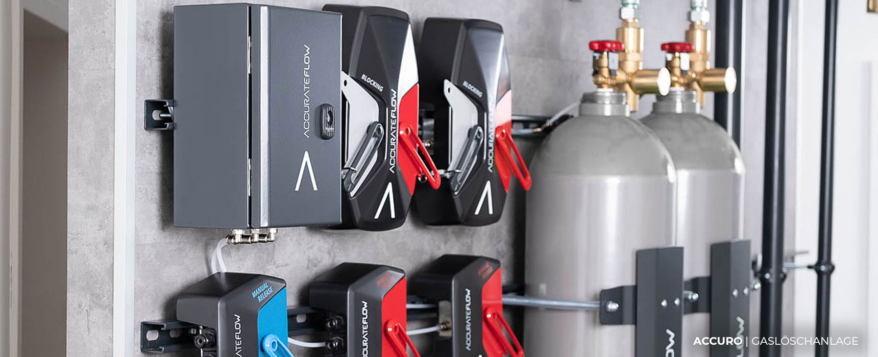 Detailaufnahme der Gaslöschanlage "Accurateflow" von ACCURO