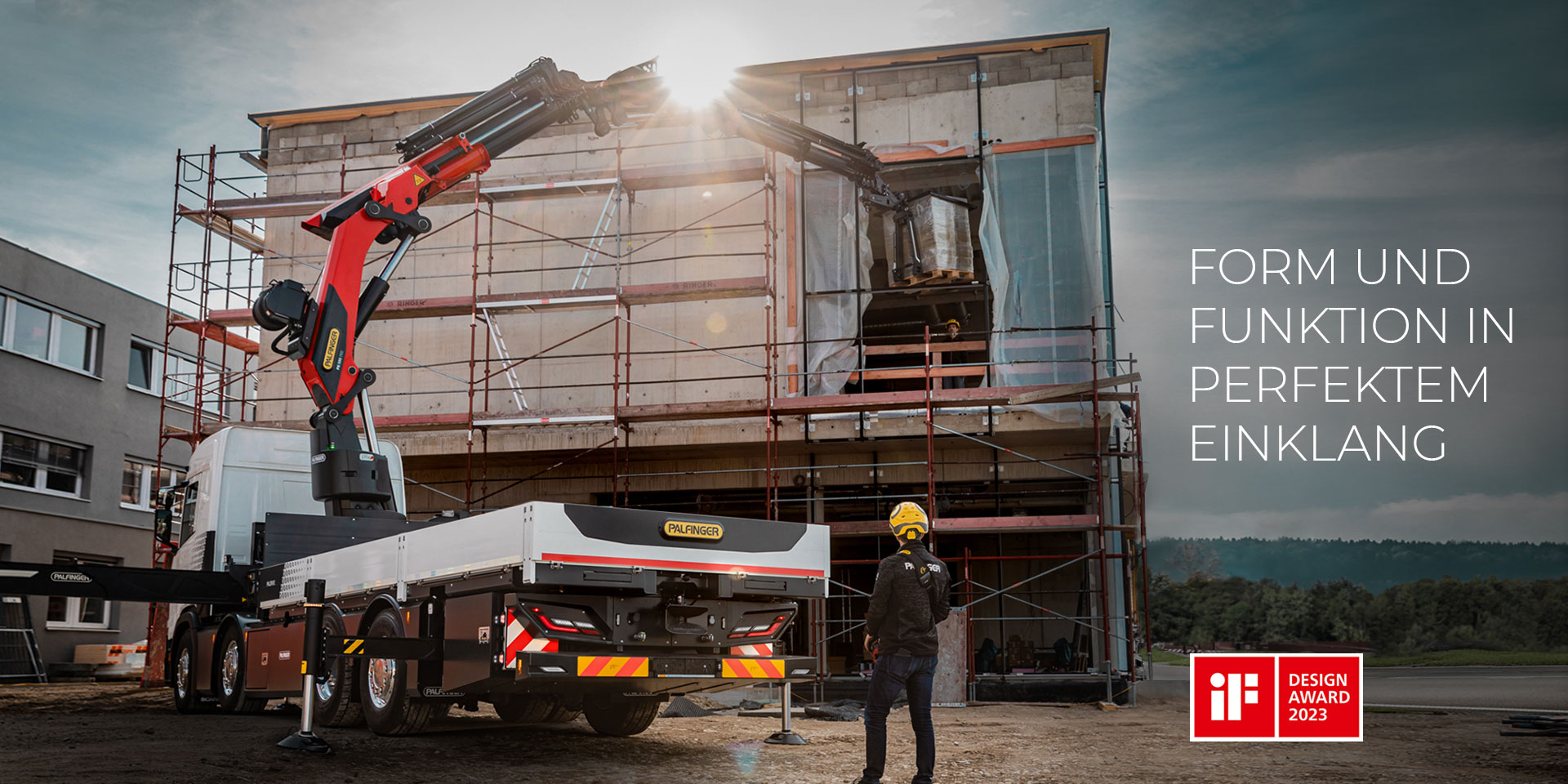 Foto eines Palfinger-Lkw-Komplettaufbaus im Einsatz: Form und Funktion in perfektem Einklang
